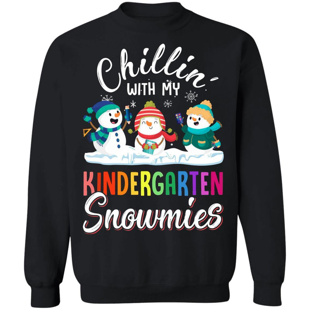 Chillin' With Kindergarten Snowmies Christmas Teacher Gifts G180 Gildan Crewneck Pullover Sweatshirt  8 oz.