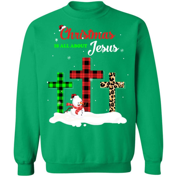Christmas Is All About Jesus Love Christ Xmas Gifts G180 Gildan Crewneck Pullover Sweatshirt  8 oz.