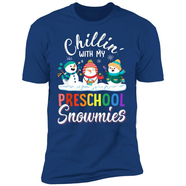 Chillin' With Preschool Snowmies Christmas Teacher Gifts NL3600 Next Level Premium Short Sleeve T-Shirt