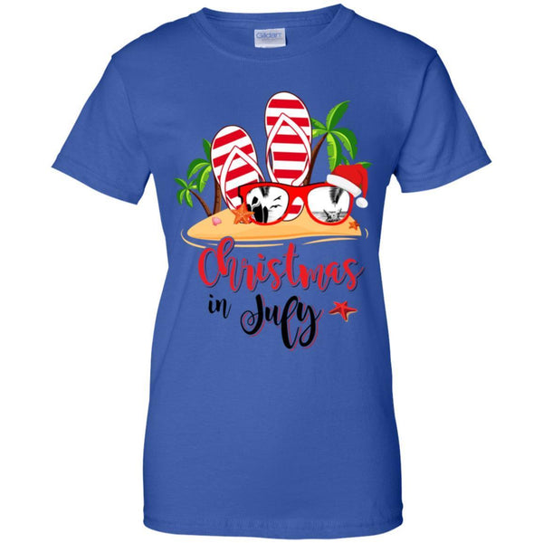 Flip Flop Sunglasses Christmas In July Summer Beach Vacation G200L Gildan Ladies' 100% Cotton T-Shirt