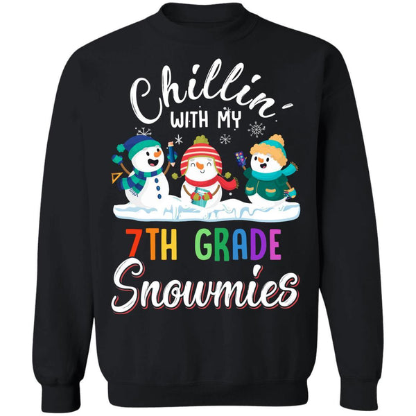 Chillin' With 7th Grade Snowmies Christmas Teacher Gifts G180 Gildan Crewneck Pullover Sweatshirt  8 oz.