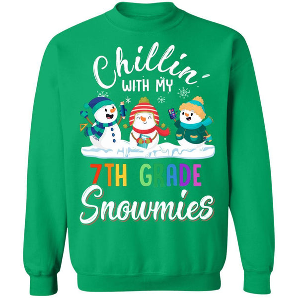 Chillin' With 7th Grade Snowmies Christmas Teacher Gifts G180 Gildan Crewneck Pullover Sweatshirt  8 oz.