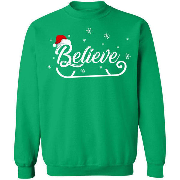 Christmas Santa Believe Xmas Christmas Holiday Funny Gift G180 Gildan Crewneck Pullover Sweatshirt  8 oz.