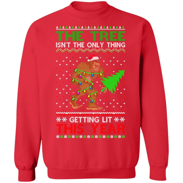 Christmas Bigfoot The Tree Isn't The Only Thing Sweater G180 Gildan Crewneck Pullover Sweatshirt  8 oz.