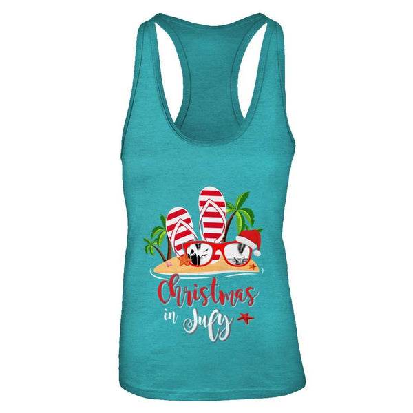 Flip Flop Sunglasses Christmas In July Summer Vacation Beach Next Level - Racerback Tank