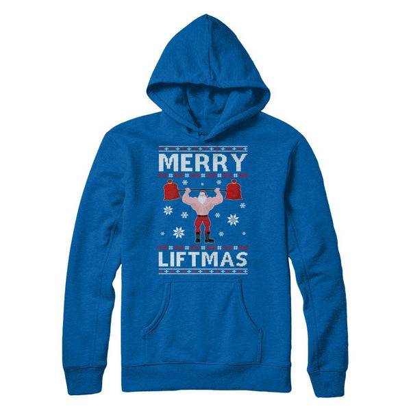 Christmas Merry Liftmas Santa Fitness Gym Ugly Sweater Gildan - Pullover Hoodie