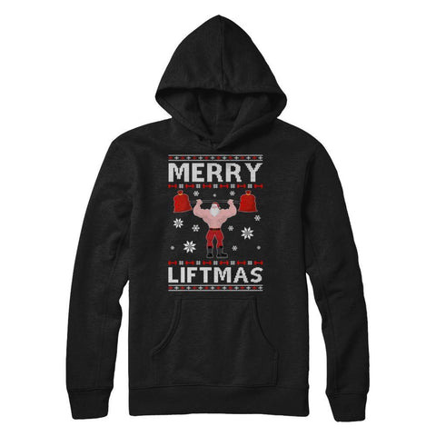 Christmas Merry Liftmas Santa Fitness Gym Ugly Sweater Gildan - Pullover Hoodie