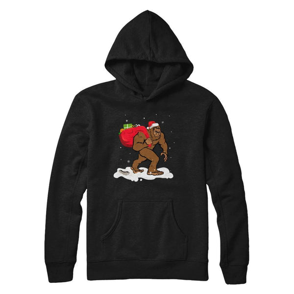 Bigfoot Santa Christmas Boys Men Sasquatch Xmas Gift Gildan Pullover Hoodie