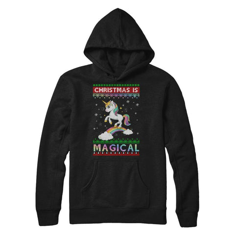 Christmas Is Magical Unicorn Ugly Christmas Sweater Gildan Pullover Hoodie