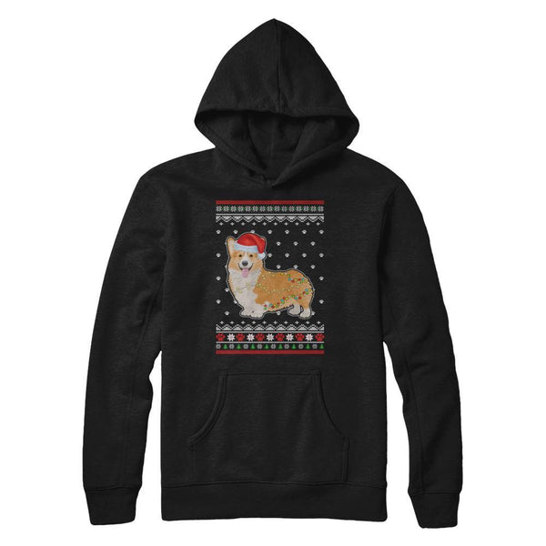 Corgi Christmas Ugly Sweater Lights Dog Xmas Gift Gildan Pullover Hoodie