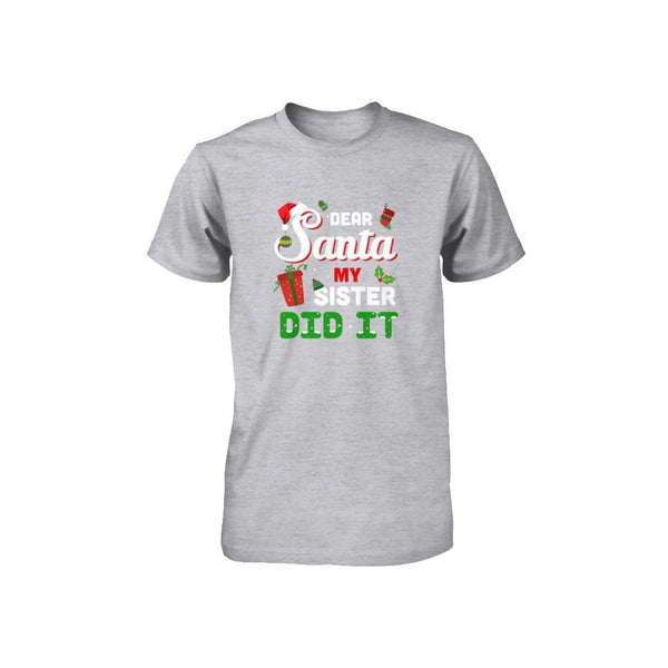 Dear Santa My Sister Did It Christmas Brother Youth Gildan Youth Short Sleeve Tee