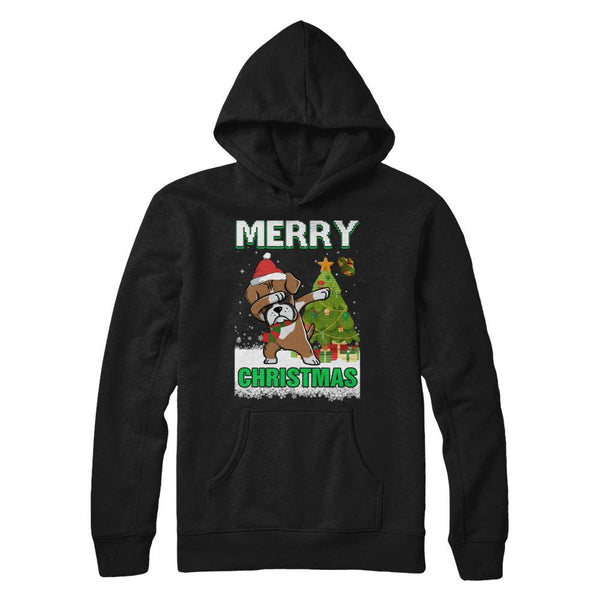 Cute Boxer Claus Merry Christmas Ugly Sweater Gildan - Pullover Hoodie