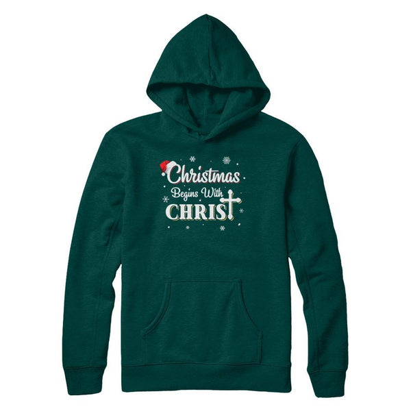 Christmas Begins With Christ Merry Christmas Christian Gildan Pullover Hoodie