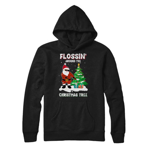 Flossin' Around The Christmas Tree Flossing Santa Gildan Pullover Hoodie