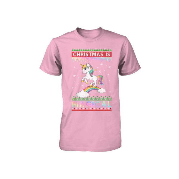Christmas Is Magical Unicorn Ugly Christmas Sweater Youth Rabbit Skins - Toddler Jersey T-shirt