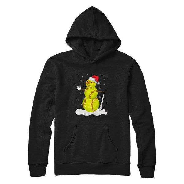 Christmas Softball Snowman Christmas Gildan Pullover Hoodie