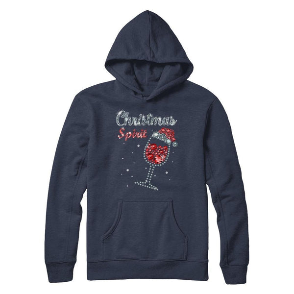 Diamond Christmas Spirit Santa Hat Wine Glass Gildan Pullover Hoodie