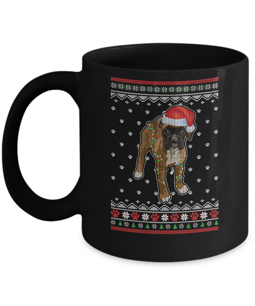 Boxer Christmas Ugly Sweater Lights Dog Xmas Gift Mug