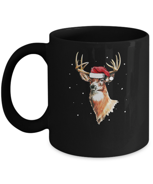 Christmas Pajama Deer With Santa Hat Hunting Hunter Mug