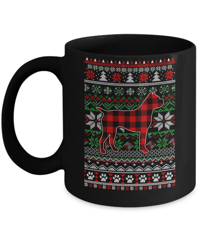 Boxer Red Plaid Ugly Christmas Sweater Gifts Mug