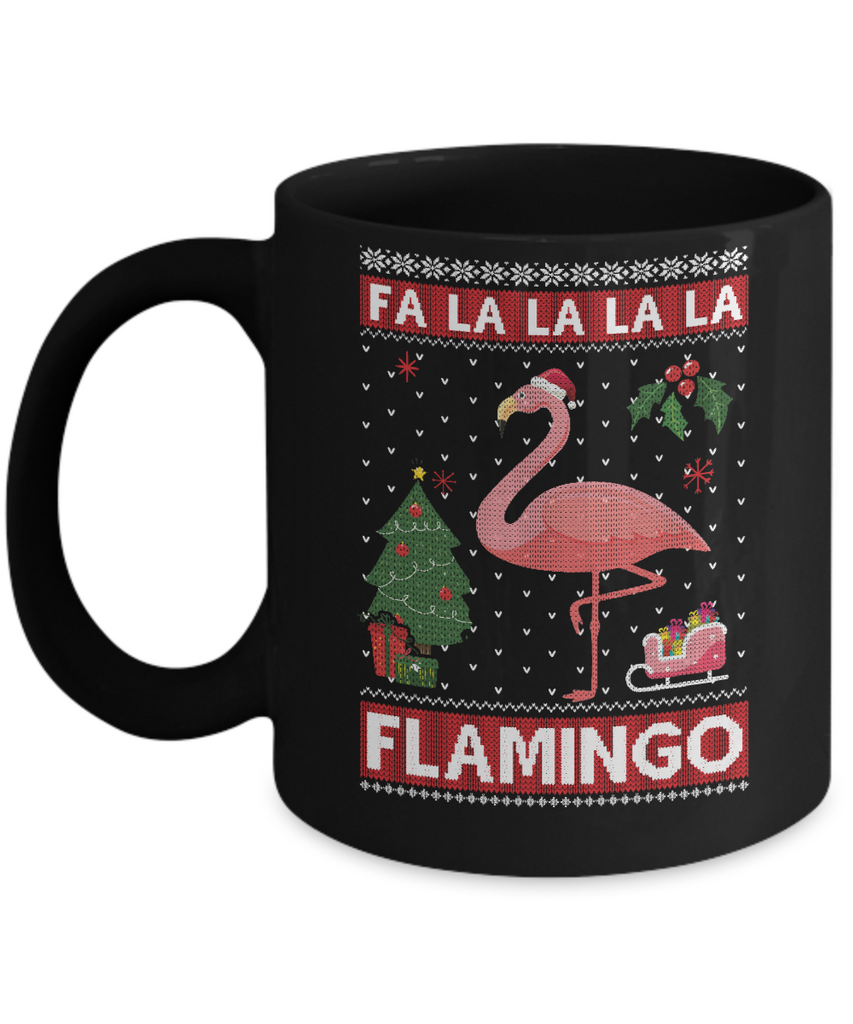 Cute Pink Flamingo Santa Hat Merry Christmas Sweater Mug