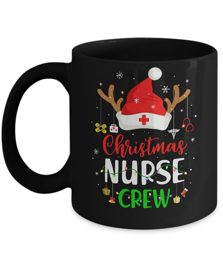 Christmas Nurse Crew Santa Hat Reindeer Merry Christmas Gift Mug