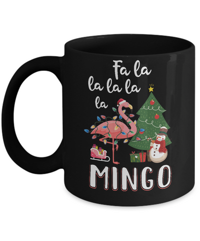 Cute Pink Flamingo Santa Hat Merry Christmas Mug