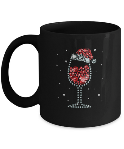 Diamond Wine Glasses Santa Hat Christmas Mug