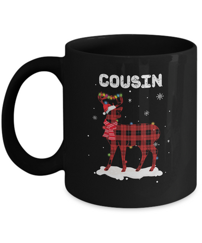 Cousin Deer Red Plaid Christmas Family Matching Pajamas Mug