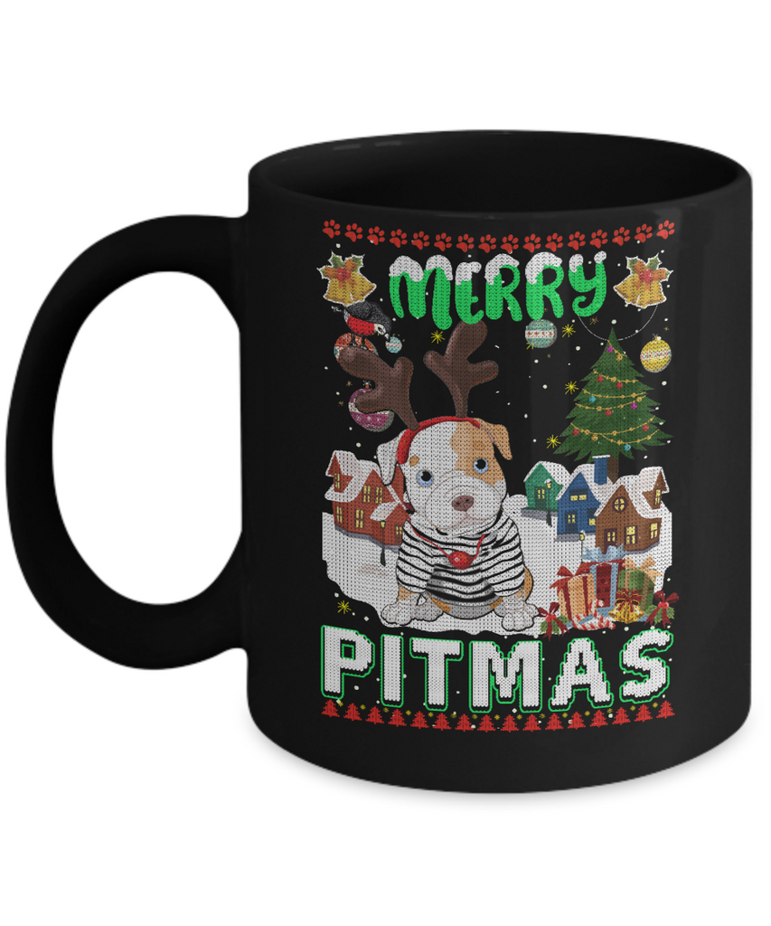 Cute Pitbull Christmas Merry Pigmas Ugly Sweater Christmas Mug