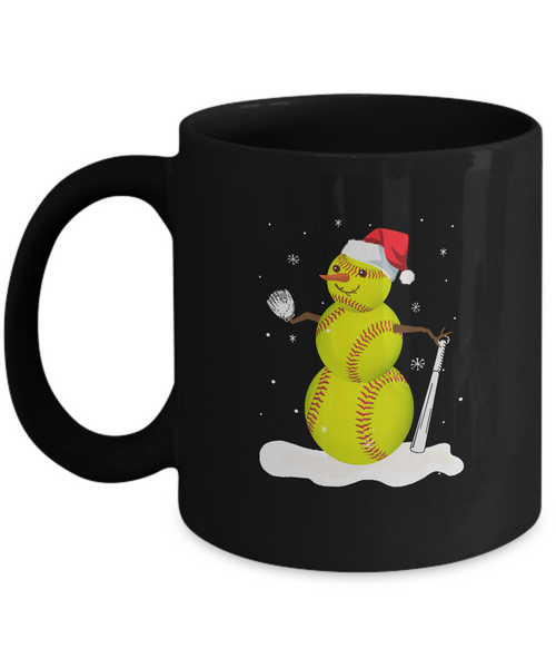 Christmas Softball Snowman Christmas Mug