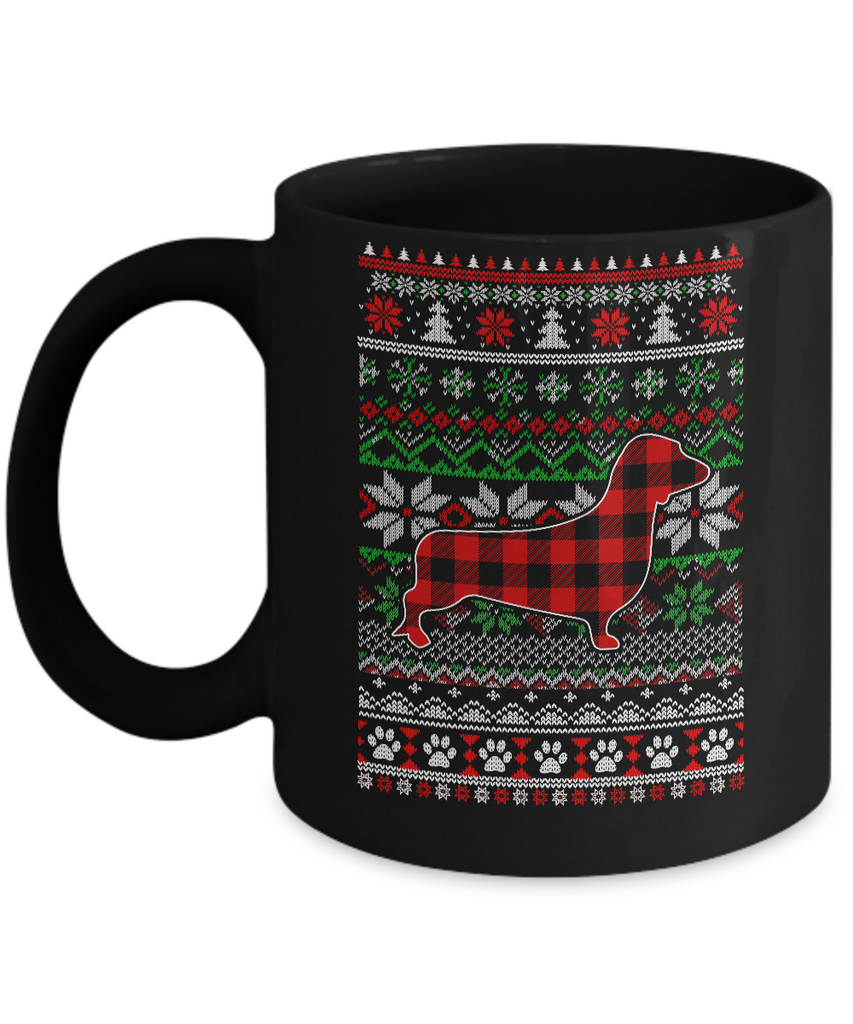 Dachshund Red Plaid Ugly Christmas Sweater Gifts Mug