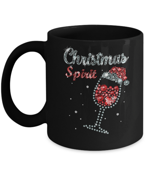 Diamond Christmas Spirit Santa Hat Wine Glass Mug