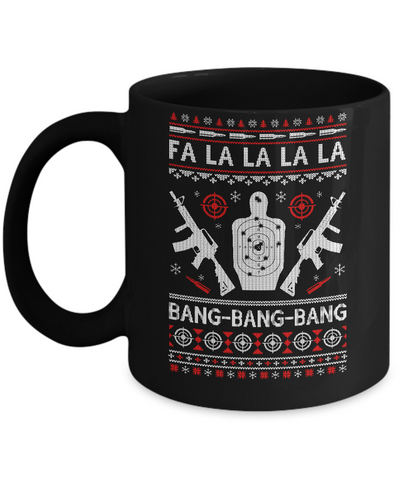 Bang Bang Bang AR-15 Gun Point Ugly Christmas Sweater Mug