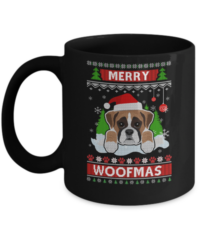 Boxer Merry Woofmas Ugly Christmas Sweater Mug