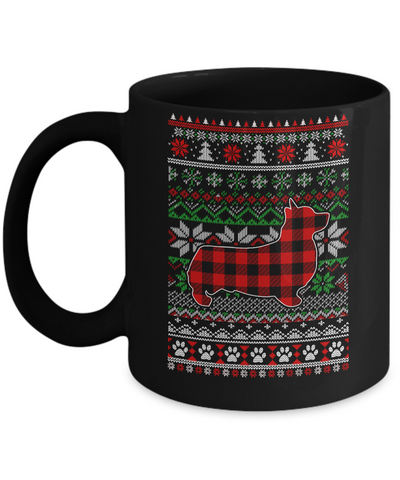 Corgi Red Plaid Ugly Christmas Sweater Gifts Mug