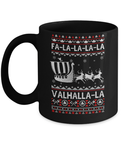 Fa La La Valhalla Viking Ship Ugly Christmas Sweater Mug