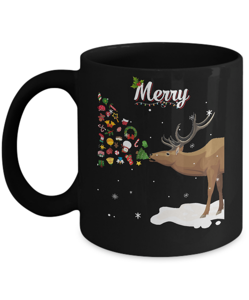 Couples Sick Reindeer Funny Ugly Merry Christmas Sweater Mug