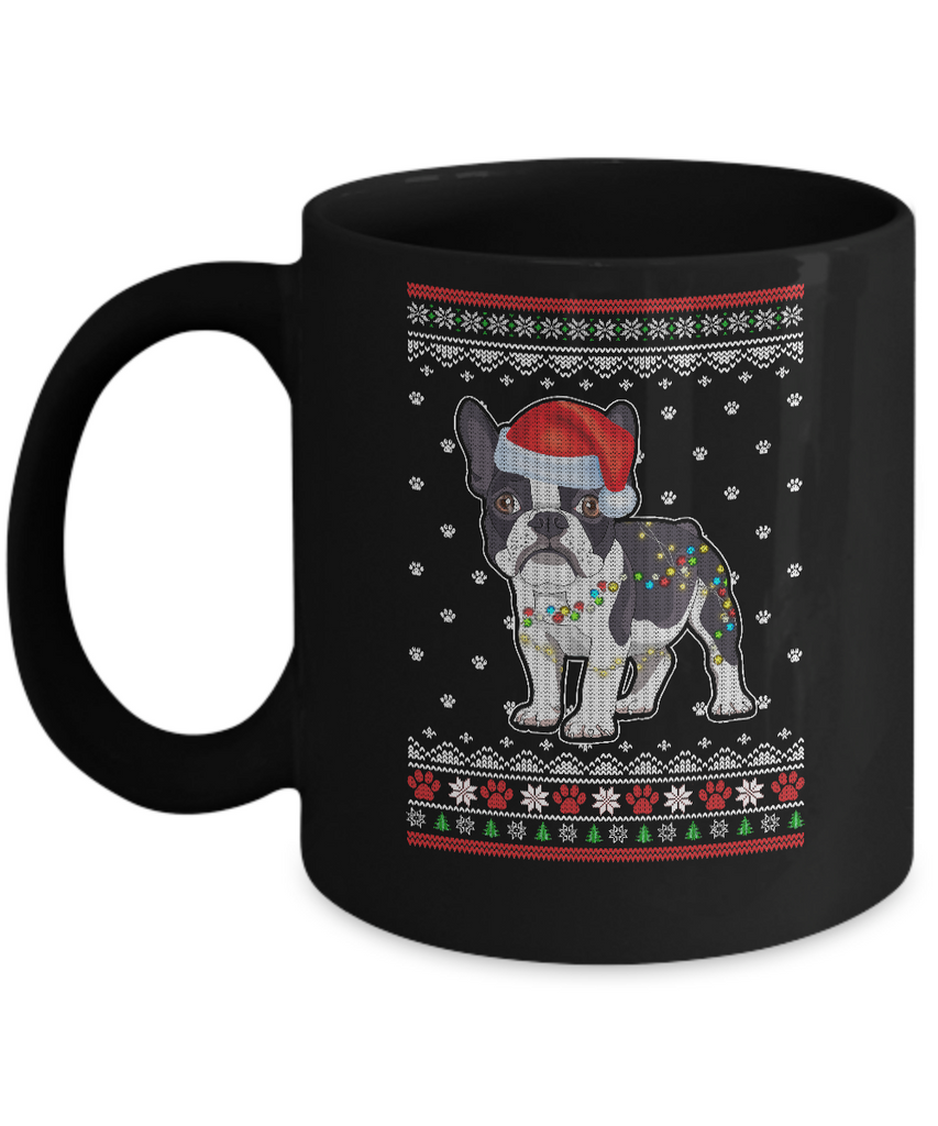 Bulldog Christmas Ugly Sweater Lights Dog Xmas Gift Mug