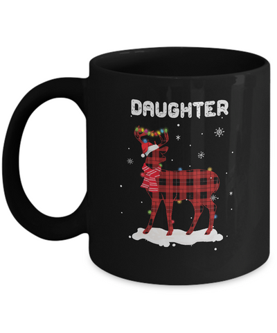 Daughter Deer Red Plaid Christmas Family Matching Pajamas Mug