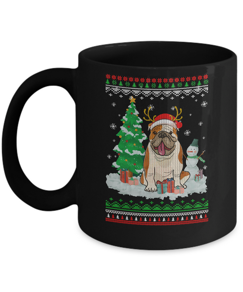 Cute Reindeer Bulldog Christmas Puppie Dog Sweater Mug