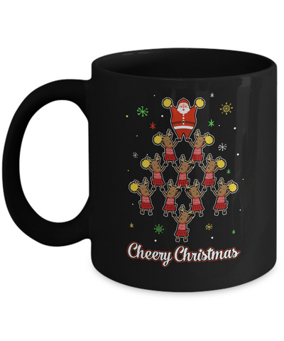 Cheery Christmas Funny Reindeer Santa Claus Cheerleader Mug