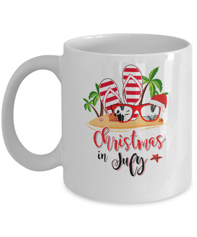 Flip Flop Sunglasses Christmas In July Summer Beach Vacation Mug